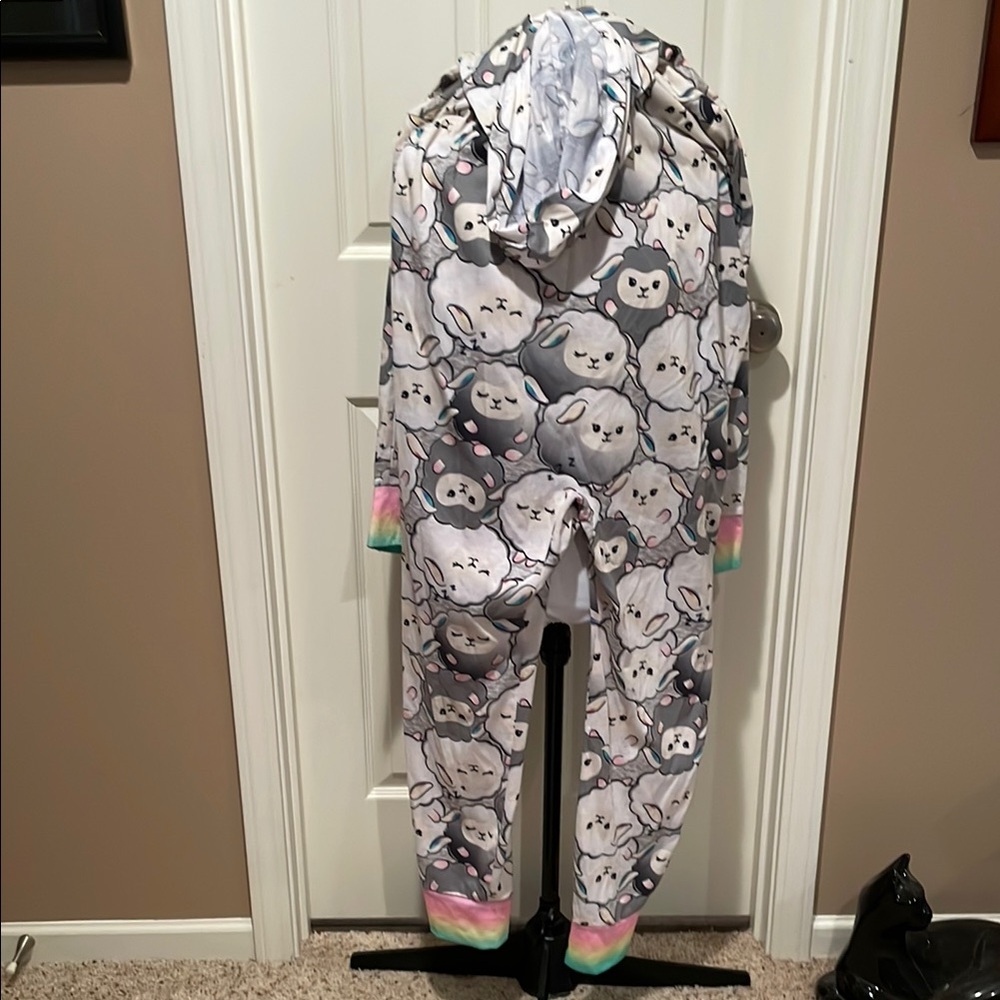 Justice Kids Super Cozy Sheep Hooded One Piece Size 18/20 - Picture 3 of 9